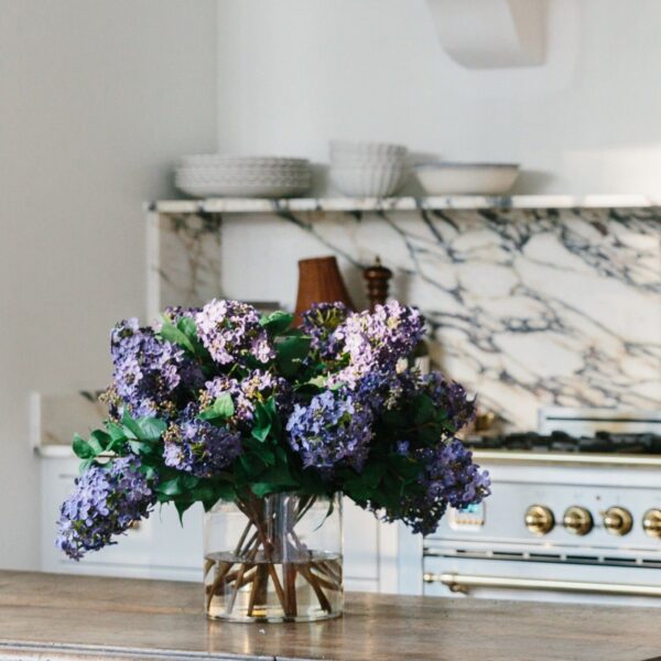 Close-up of bloom cluster detail on this Purple Faux Lilac Arrangement - 18 inch