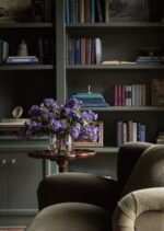 Detail view of stem and foliage layering from the Purple Faux Lilac Arrangement - 18