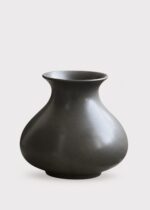 Handmade Bulbous Ceramic Vase in Earthy Green Grey - 9 inch Tall