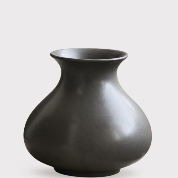 Handmade Bulbous Ceramic Vase in Earthy Green Grey - 9 inch Tall