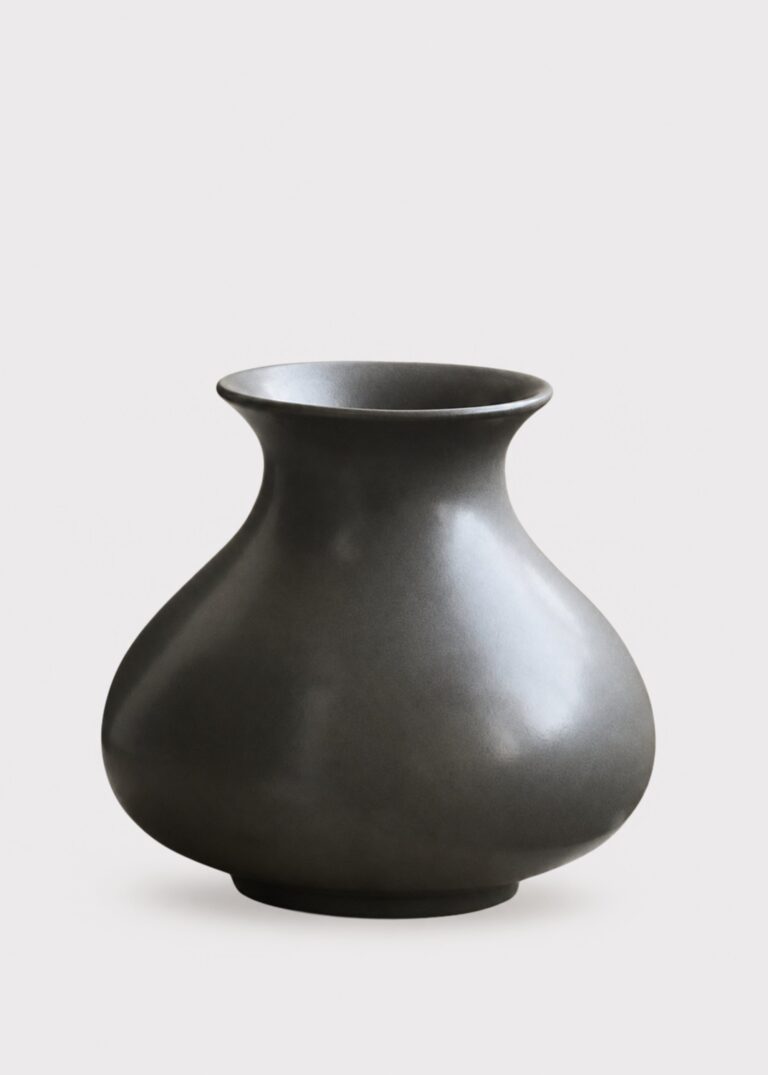 Handmade Bulbous Ceramic Vase in Earthy Green Grey - 9 inch Tall