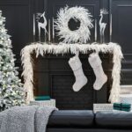 All Aglow - Pre - Lit White Norfolk Pine Christmas Mantel Garland Winter Table Runner