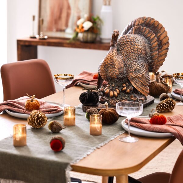 Large Bronzed Thanksgiving Turkey Centerpiece Fall Tabletop Decor, home decor