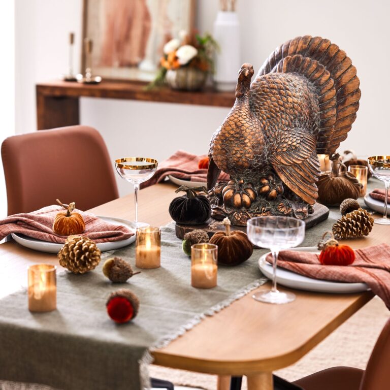 Large Bronzed Thanksgiving Turkey Centerpiece Fall Tabletop Decor, home decor
