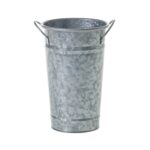 Medium Galvanized Metal Parisian Style Flower Cooler Bucket, artificial plant