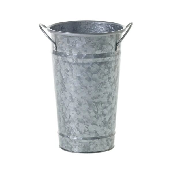 Medium Galvanized Metal Parisian Style Flower Cooler Bucket, artificial plant