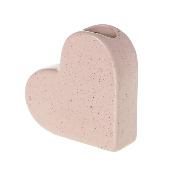 Pale Pink Ceramic Speckled Heart Budvase, decorative vase