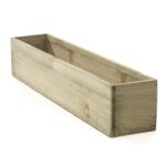 Alternate angle of the Natural Wood Woodland Rectangle Window Window Box Planter showing full plant