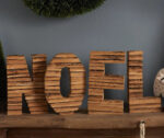 Detail view of full decorative shape from the Rustic Slat Wood Noel Farmhouse Cabin Christmas