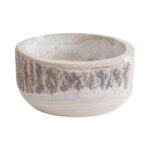 Elmwood Natural Rustic Wood Bowl - Natural, artificial plant