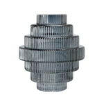 Close-up of vase silhouette detail on this Multi - Tiered Geometric Smoke Fluted Glass Vase