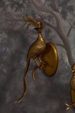 Alternate angle of the Collection - Emerson the Pheasant Feather Bird Bronzed showing material texture