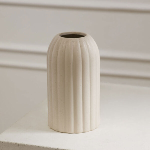 Close-up of vase silhouette detail on this Rounded Cylinder Ceramic Ribbed Vase Ceramic Ribbed Vase