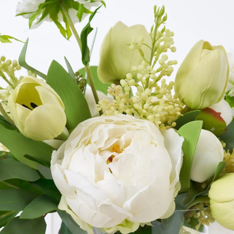 Close-up of vase silhouette detail on this A Fresh Look - Real Everyday Spring Arrangement