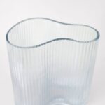 Clear Glass Ridged Asymmetrical Vase - 7.75 inch Tall