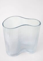 Clear Glass Ridged Asymmetrical Vase - 7.75 inch Tall