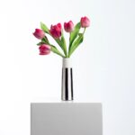 Second angle of the Real Touch Faux Tulip Arrangement Large Tori Vase focusing on bloom