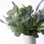 Close-up of vase silhouette detail on this Faux Lavender and Eucalyptus Bundle Seasons Everyday Arrangement