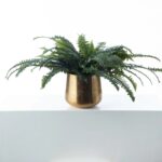 Lifelike Boston Fern In Gold Etched Tulum Pot Faux potted artificial plant