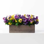 Mixed Purple, Violet and Yellow Pansy Faux Floral Spring Window Box Planter Arrangement