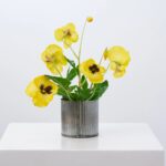 Second angle of the Lifelike Pansy Faux Floral Arrangement Faux Floral Arrangement focusing on planter