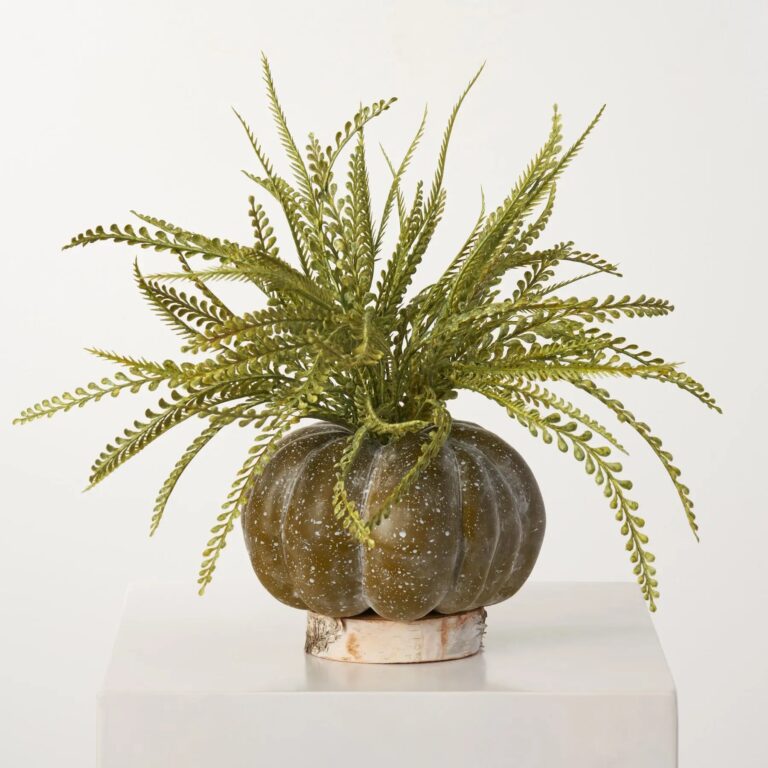 Wild Wheat Grass Pumpkin Centerpiece on Birch Disc Fall Decor Arrangement