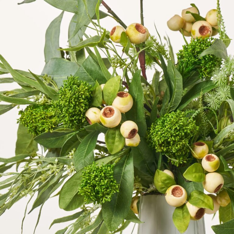 Close-up of vase silhouette detail on this Greenery Deluxe - Mixed Needle Geometric Pattern Vase