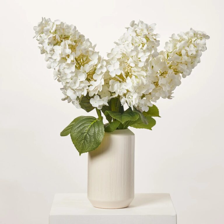 Real Touch White Seeding Peegee Cone Hydrangea in Classic Spring Centerpiece Arrangement