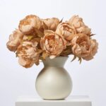 Cafe Au Lait Peonies In Cream Color Rounded Matte Floral Centerpiece Arrangement - Cafe Au