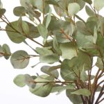 Close-up of vase silhouette detail on this Sage Green Faux Botanical Eucalyptus Grey Jug Vase