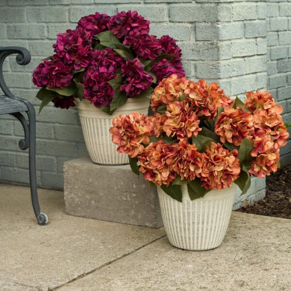 Faux Autumn Hydrangea Bush Foliage Outdoor Urn Filler Front Porch Arrangement - Available in 2