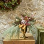 Detail view of stem and foliage layering from the Very Merry Mauve Christmas Ornament Ornament