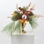 Very Merry Mauve Christmas Ornament Holiday Arrangement in Gold Challis