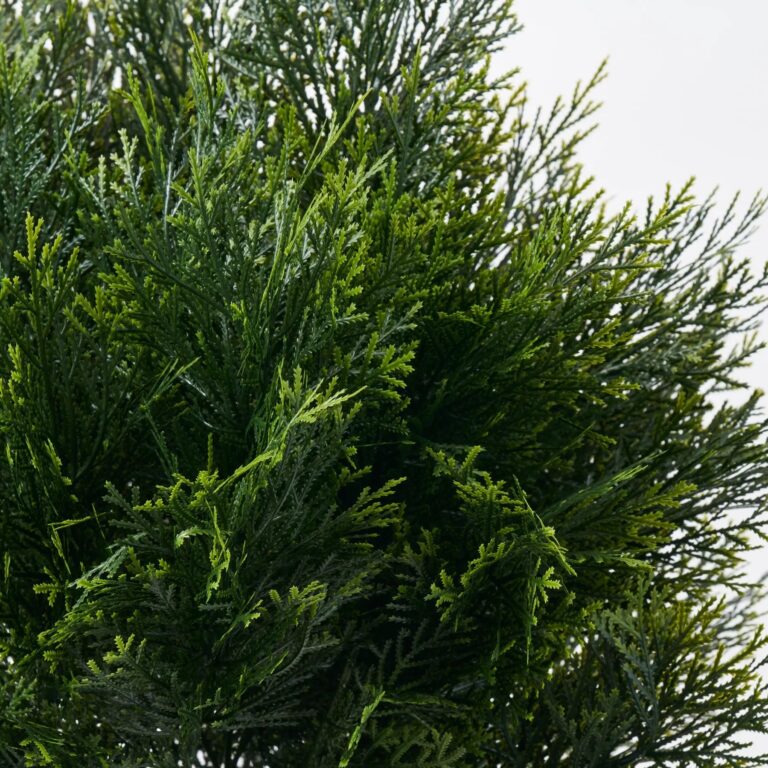 Close-up of bloom cluster detail on this Outdoor UV Protected Winter Urn Bush Greenery Arrangement