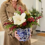 The Holiday Chic - Real Touch Jardiance Bowl Vase shown in full, highlighting vase silhouette