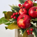 Close-up of leaf foliage texture on this Classic Red Apple, Holly Small Wood Planter Box