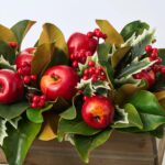 Close-up of leaf foliage texture on this Classic Red Apple, Holly Large Wood Planter Box