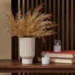 Gilded Gold Metallic Cedar Topiary Bush in Textured Cream Vase Holiday Arrangement - Gold