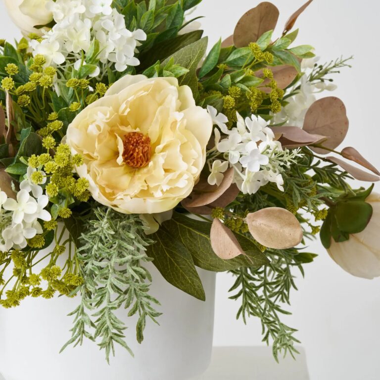 Close-up of bloom cluster detail on this Beautifully Beige - Beige Peony, Spring Summer Arrangement