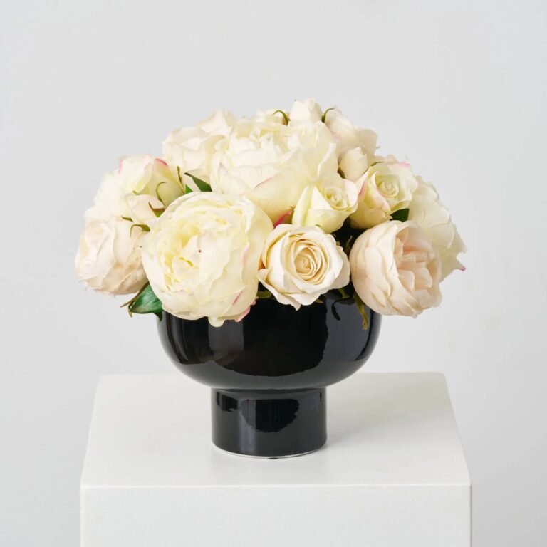 Modern Elegance - Real Touch Cream Peony, Blush English Vase Everyday Arrangement