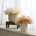 Detail view of stem and foliage layering from the Ombre Wheat Pampas Grass Centerpiece Faux