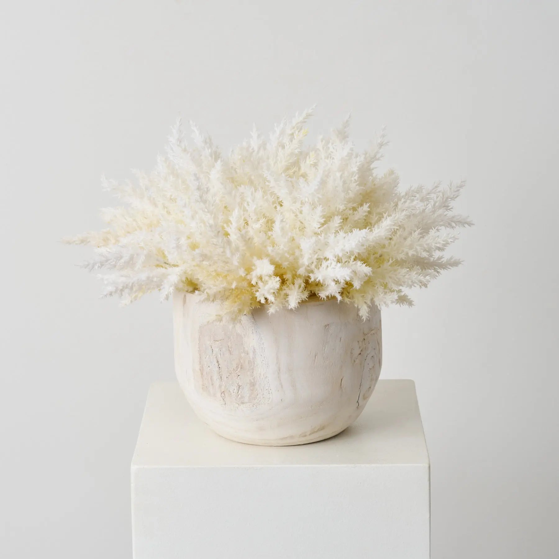AR1849FauxBleachedIvoryCreamPampasGrassinLargeNaturalWoodBowlEverydayCenterpieceArrangement_1.jpg Faux Bleached Ivory Cream Pampas Grass in Large Natural Everyday Centerpiece Arrangement - Default Title