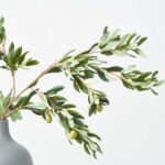 Close-up of vase silhouette detail on this Lifelike Amalfi Olive Branches Everyday Centerpiece Arrangement