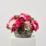 Peony Bouquet - Mixed Pink, Blush and Fuchsia Silk Spring Centerpiece Arrangement - Mixed Pinks