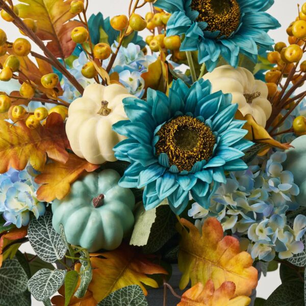 Close-up of bloom cluster detail on this Pumpkins by the Sea Urn Filler Arrangement