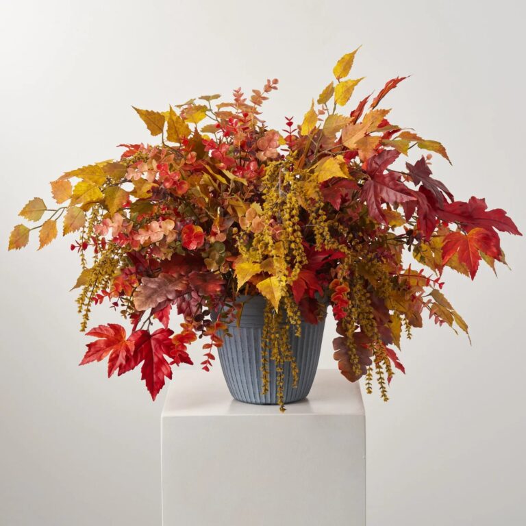 Fall Foliage Fiesta - Red, Orange, Yellow Mixed Oak, Urn Filler Arrangement - Multi