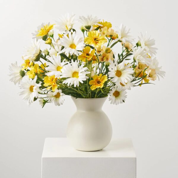 Close-up of bloom cluster detail on this Summer Splendor - White Aster Everyday Floral Arrangement