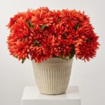 Extra Large Mixed Rust Orange Dahlia and Mum Blooms Outdoor Fall Urn Filler - Rust