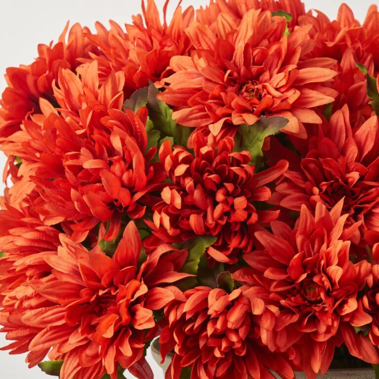 Close-up of bloom cluster detail on this Extra Large Mixed Rust Orange Outdoor Fall Urn