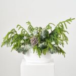 Rustic Winter - Real Touch Norfolk Pine Branch, Snow Christmas Centerpiece Arrangement